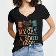 Cat & Book Art For Men Women Cat Librarian Novel Book Lover Women's Jersey Short Sleeve Deep V-Neck Tshirt Cat & Book Art For Men Women Cat Librarian Novel Book Lover Women's Jersey Short Sleeve Deep V-Neck Tshirt