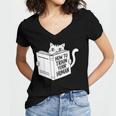 Cat Book Humor How To Train Your Human Women's Jersey Short Sleeve Deep V-Neck Tshirt Cat Book Humor How To Train Your Human Women's Jersey Short Sleeve Deep V-Neck Tshirt