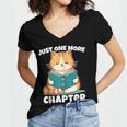 Cat Reading Books Bookworm Read One More Chapter Women's Jersey Short Sleeve Deep V-Neck Tshirt Cat Reading Books Bookworm Read One More Chapter Women's Jersey Short Sleeve Deep V-Neck Tshirt