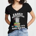 Cats And Books Read Reading Librarian Book Across America Women's Jersey Short Sleeve Deep V-Neck Tshirt