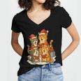 Cats Reading Books Christmas Tree Women's Jersey Short Sleeve Deep V-Neck Tshirt