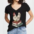 Chicken Books Back To School First Day Of School Boys Girls Women's Jersey Short Sleeve Deep V-Neck Tshirt