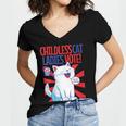 Childless Cat Ladies Vote Kamala Harris Cute Comic Book Cat Women's Jersey Short Sleeve Deep V-Neck Tshirt