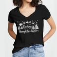Christmas Book Lover Santa Dashing Through One More Chapter Women's Jersey Short Sleeve Deep V-Neck Tshirt
