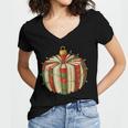 Christmas Book Ornament Lights Holiday Reading Lover Teacher Women's Jersey Short Sleeve Deep V-Neck Tshirt