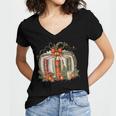 Christmas Book Pumpkin Reading Holiday Lovers Teacher Women's Jersey Short Sleeve Deep V-Neck Tshirt