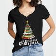 Christmas Book Tree All Booked For Xmas Women's Jersey Short Sleeve Deep V-Neck Tshirt Christmas Book Tree All Booked For Xmas Women's Jersey Short Sleeve Deep V-Neck Tshirt