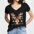 Christmas Librarian Reindeer Matching Family Book Lover Xmas Women's Jersey Short Sleeve Deep V-Neck Tshirt Christmas Librarian Reindeer Matching Family Book Lover Xmas Women's Jersey Short Sleeve Deep V-Neck Tshirt