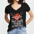 Christmas Matching Most Likely To Read A Book PJS Women's Jersey Short Sleeve Deep V-Neck Tshirt Christmas Matching Most Likely To Read A Book PJS Women's Jersey Short Sleeve Deep V-Neck Tshirt