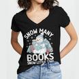 Christmas Reading Snowman So Many Books Men Women Kids Women's Jersey Short Sleeve Deep V-Neck Tshirt