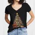 Christmas Tree Bookshelf Book Lover Library Women's Jersey Short Sleeve Deep V-Neck Tshirt Christmas Tree Bookshelf Book Lover Library Women's Jersey Short Sleeve Deep V-Neck Tshirt
