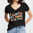 I Closed My Book To Be Here Book Lovers Library Reading Women's Jersey Short Sleeve Deep V-Neck Tshirt