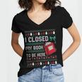 I Closed My Book To Be Here Ugly Christmas Sweater Women's Jersey Short Sleeve Deep V-Neck Tshirt