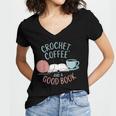 Coffee Crochet Good Book Bookish Yarn Crafter Women's Jersey Short Sleeve Deep V-Neck Tshirt Coffee Crochet Good Book Bookish Yarn Crafter Women's Jersey Short Sleeve Deep V-Neck Tshirt