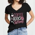 Coffee Lover Shirt Coffee And Books And Tattoos Men Women Women's Jersey Short Sleeve Deep V-Neck Tshirt