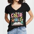 Color Our World Book Reading Program 2026 Summer Women's Jersey Short Sleeve Deep V-Neck Tshirt
