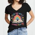 Color Our World Summer Reading 2025 Rainbow Art Book Women's Jersey Short Sleeve Deep V-Neck Tshirt Color Our World Summer Reading 2025 Rainbow Art Book Women's Jersey Short Sleeve Deep V-Neck Tshirt