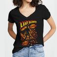 Comic Book Superhero Fall Season Leaf Blower Women's Jersey Short Sleeve Deep V-Neck Tshirt