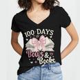 Coquette 100 Days Of Bows Books Reading 100th Day Of School Women's Jersey Short Sleeve Deep V-Neck Tshirt Coquette 100 Days Of Bows Books Reading 100th Day Of School Women's Jersey Short Sleeve Deep V-Neck Tshirt