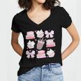 Coquette Bow Book Coffee Valentines Bookish Library Teacher Women's Jersey Short Sleeve Deep V-Neck Tshirt Coquette Bow Book Coffee Valentines Bookish Library Teacher Women's Jersey Short Sleeve Deep V-Neck Tshirt