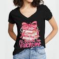 Coquette Bow All Booked For Valentines Teacher Book Women's Jersey Short Sleeve Deep V-Neck Tshirt Coquette Bow All Booked For Valentines Teacher Book Women's Jersey Short Sleeve Deep V-Neck Tshirt