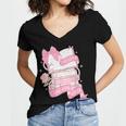 Coquette Reading Book Lover Pink Bow Bookish Mom & Daughter Women's Jersey Short Sleeve Deep V-Neck Tshirt Coquette Reading Book Lover Pink Bow Bookish Mom & Daughter Women's Jersey Short Sleeve Deep V-Neck Tshirt