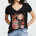Coquette Teacher School Supplies Bows Books Globe Apple Cute Women's Jersey Short Sleeve Deep V-Neck Tshirt Coquette Teacher School Supplies Bows Books Globe Apple Cute Women's Jersey Short Sleeve Deep V-Neck Tshirt
