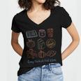 Cozy Bookish Fall Vibes Pumpkin Latte Books Autumn Reading Women's Jersey Short Sleeve Deep V-Neck Tshirt Cozy Bookish Fall Vibes Pumpkin Latte Books Autumn Reading Women's Jersey Short Sleeve Deep V-Neck Tshirt
