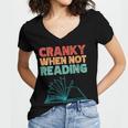 Cranky When Not Reading Retro Vintage Book Lover Women's Jersey Short Sleeve Deep V-Neck Tshirt