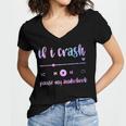 If I Crash Pause My Audiobook Listener Bookish Book Lover Women's Jersey Short Sleeve Deep V-Neck Tshirt If I Crash Pause My Audiobook Listener Bookish Book Lover Women's Jersey Short Sleeve Deep V-Neck Tshirt