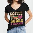Crochet Coffee Reading Books Crocheter Crocheting Women's Jersey Short Sleeve Deep V-Neck Tshirt