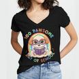 Cute 100th Day Of School 100 Days Dog Reading Book Rainbow Women's Jersey Short Sleeve Deep V-Neck Tshirt