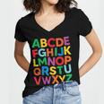 Cute ABCs Shirt Alphabet Colorful Letters Reading Books Kids Women's Jersey Short Sleeve Deep V-Neck Tshirt