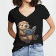 Cute Book Sea Otter Women's Jersey Short Sleeve Deep V-Neck Tshirt Cute Book Sea Otter Women's Jersey Short Sleeve Deep V-Neck Tshirt