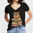 Cute Capybara Reading Books Animal Capybara Bookworms Women's Jersey Short Sleeve Deep V-Neck Tshirt Cute Capybara Reading Books Animal Capybara Bookworms Women's Jersey Short Sleeve Deep V-Neck Tshirt