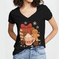 Cute Christmas Books Gingerbread Xmas Book Lover Teacher Women's Jersey Short Sleeve Deep V-Neck Tshirt Cute Christmas Books Gingerbread Xmas Book Lover Teacher Women's Jersey Short Sleeve Deep V-Neck Tshirt