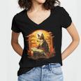 Cute Corgi Dog In Japanese Kimono With Book Men Women Girls Kids Women's Jersey Short Sleeve Deep V-Neck Tshirt