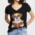 Cute Dog Boxer Reading Book Women's Jersey Short Sleeve Deep V-Neck Tshirt Cute Dog Boxer Reading Book Women's Jersey Short Sleeve Deep V-Neck Tshirt