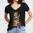 Cute Dragon Reading Book Bookworm Dragons And Books Women's Jersey Short Sleeve Deep V-Neck Tshirt Cute Dragon Reading Book Bookworm Dragons And Books Women's Jersey Short Sleeve Deep V-Neck Tshirt