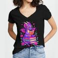 Cute Dragon Reading Books Bookworm Women's Jersey Short Sleeve Deep V-Neck Tshirt