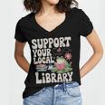 Cute Frog Support Your Local Library Librarian Book Lover Women's Jersey Short Sleeve Deep V-Neck Tshirt Cute Frog Support Your Local Library Librarian Book Lover Women's Jersey Short Sleeve Deep V-Neck Tshirt