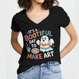 Cute Ghost Book Halloween Spooky Boo School Art Teacher Women's Jersey Short Sleeve Deep V-Neck Tshirt Cute Ghost Book Halloween Spooky Boo School Art Teacher Women's Jersey Short Sleeve Deep V-Neck Tshirt