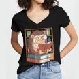 Cute Hedgehog Book Nerd Women's Jersey Short Sleeve Deep V-Neck Tshirt Cute Hedgehog Book Nerd Women's Jersey Short Sleeve Deep V-Neck Tshirt