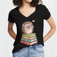 Cute Hedgehog Reading Books Animal Lover Reader Bookworm Women's Jersey Short Sleeve Deep V-Neck Tshirt Cute Hedgehog Reading Books Animal Lover Reader Bookworm Women's Jersey Short Sleeve Deep V-Neck Tshirt