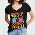 Cute Librarian Library Book Lover Keeper Of Endless Stories Women's Jersey Short Sleeve Deep V-Neck Tshirt Cute Librarian Library Book Lover Keeper Of Endless Stories Women's Jersey Short Sleeve Deep V-Neck Tshirt