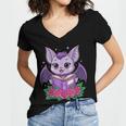Cute Pastel Goth Bat Reading Book Women's Jersey Short Sleeve Deep V-Neck Tshirt Cute Pastel Goth Bat Reading Book Women's Jersey Short Sleeve Deep V-Neck Tshirt