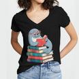 Cute Reading Seal On Books Book Lover Women's Jersey Short Sleeve Deep V-Neck Tshirt Cute Reading Seal On Books Book Lover Women's Jersey Short Sleeve Deep V-Neck Tshirt