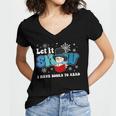 Cute Snowman Let It Snow I Have Books Reader Women's Jersey Short Sleeve Deep V-Neck Tshirt