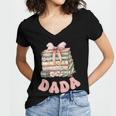Dada Book First Chapter Birthday Family Matching Party Women's Jersey Short Sleeve Deep V-Neck Tshirt