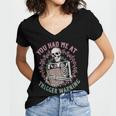 Dark Romance Had Me At Trigger Warning Skeleton Smutt Book Women's Jersey Short Sleeve Deep V-Neck Tshirt